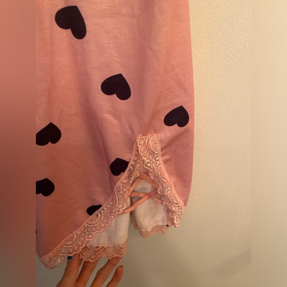 XS Pink Heart Lace Lingerie Dress With Matching Thong - Picture 5 of 10